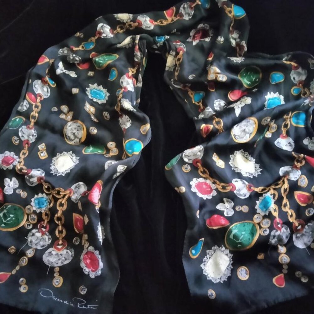 Oscar de la Renta Jewel Print Silk Scarf
